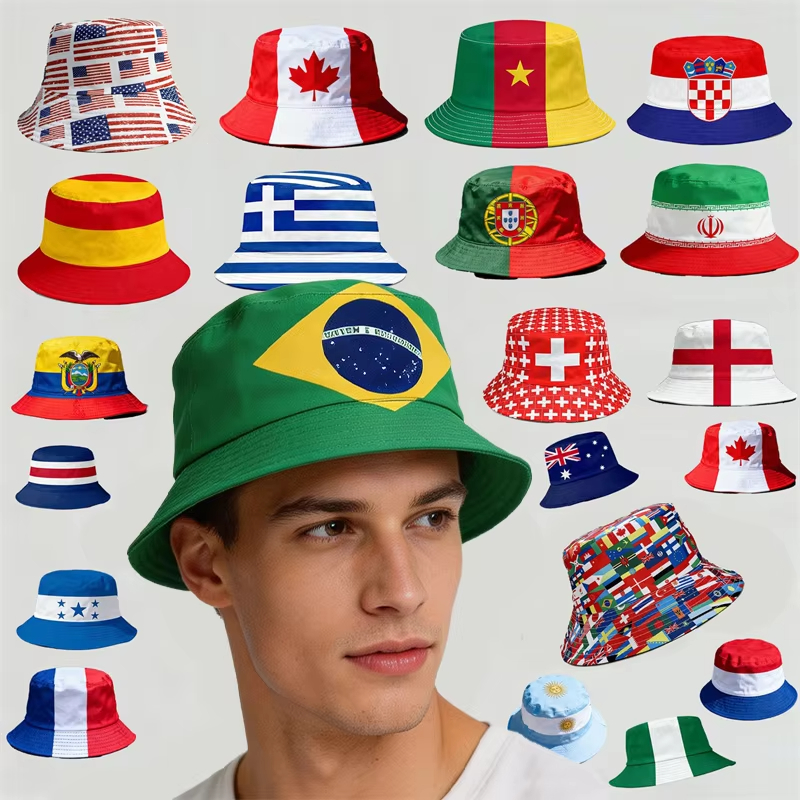 Fishing Hat - Printed National Flag Bucket Hat USA