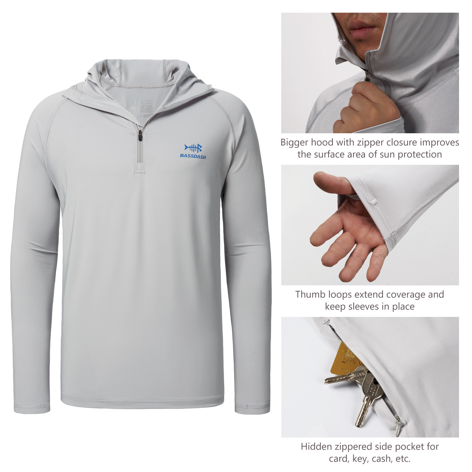 Bassdash Men’s UPF 50+ 1/4 Zip - Fishing Hoodie recensione e prezzo