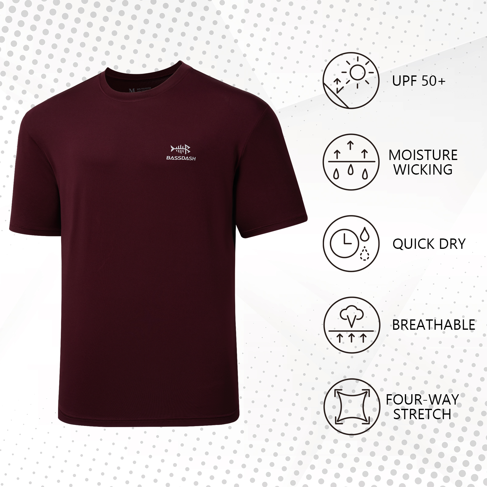 BASSDASH Men’s UPF 50+ Short S - Fishing Shirt Uv Protection recensione e prezzo